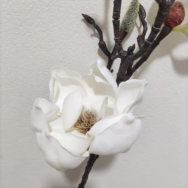 Unique Charming Magnolias Branch 3 Heads Artificial Magnolia Flower For Wedding Home Decoration