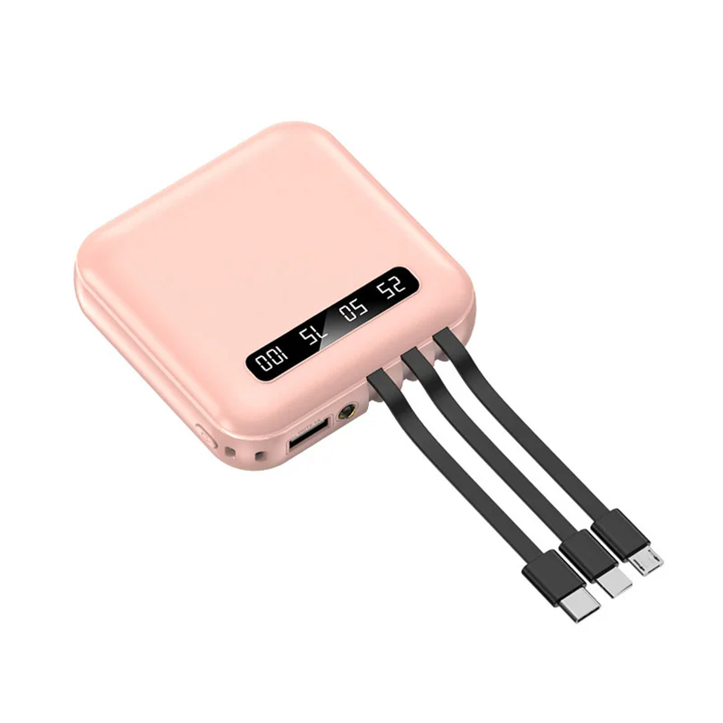 Small Promotional Gifts  10000mah Type-c Power Bank Battery Portable Charger OEM Power Banks with Three Cables