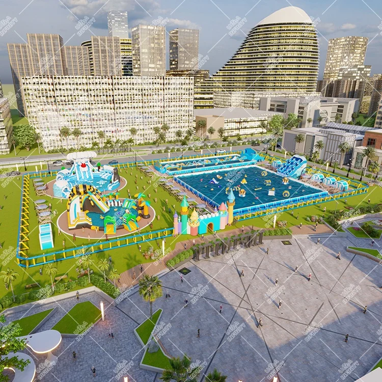 Parc Aquatique Custom Inflatable Ground Water Park Water Amusement Parks With Inflatable Pool For Sale