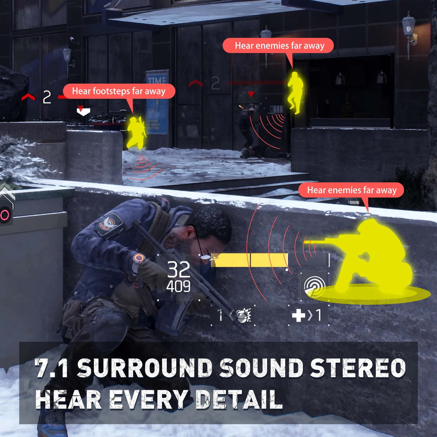 EKSA E1000 wired USB gaming headset with RBG LED light and 7.1 surround sound for XBOX and others