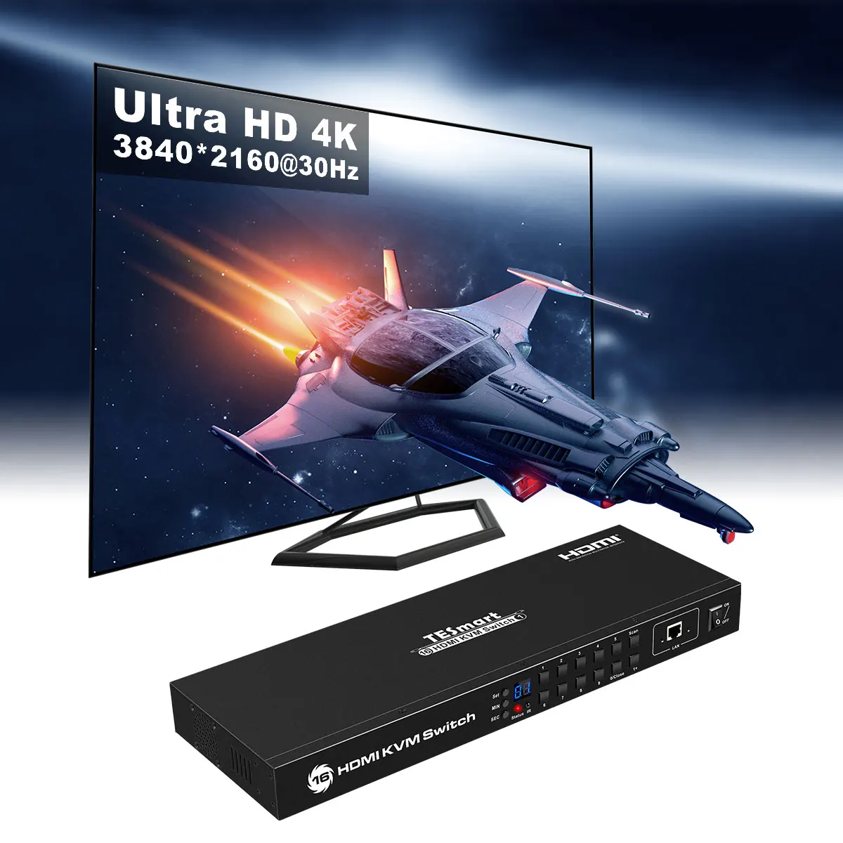 TESmart 16 портов 4k HDMI KVM USB RS232 16x1