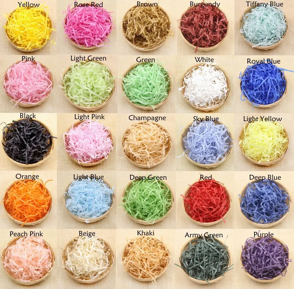 50g/bag Raffia Gift Box Filler Wedding Party Shredded Paper Filler Crinkle Cut Shredded Paper For Gift Baskets