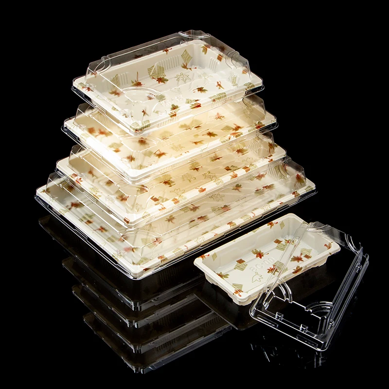 Factory High Quality Food Grade Disposable Sushi Box Container Food Grade Thickness PET Sushi Sashimi Packaging Tray