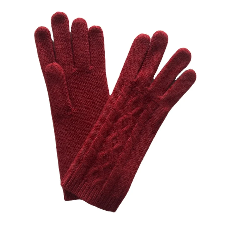 2022 пользовательские серые модные розовые зимние перчатки в европейском стиле Ins с вышивкой Логотип красные сенсорные вязаные теплые