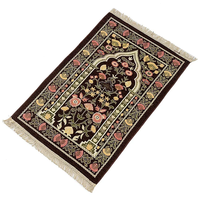 Factory Sale Islamic Gift Polyester Portable Prayer Rug Machine Washable Islamic Muslim Prayer Mat