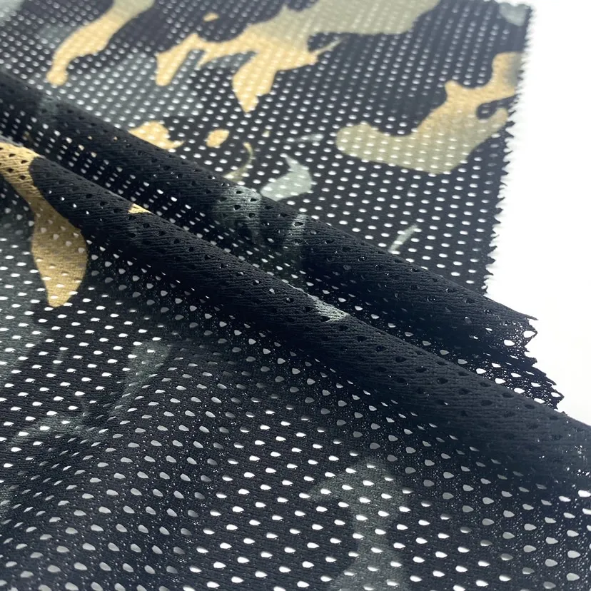 100% polyester camo  black mesh fabric for outdoor multi-environment concealment solution  hunting camouflage clothing