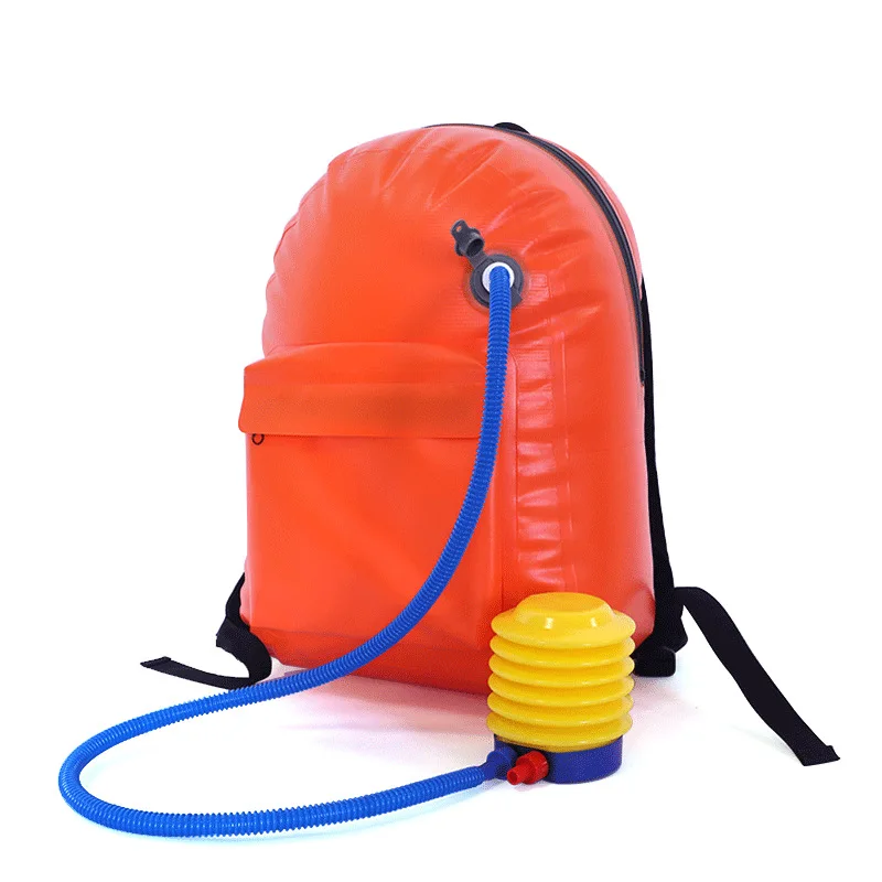 New customized tarpaulin emergency lifesaving floating air dry bag waterproof airtight swimming diving inflatable backpack buoy