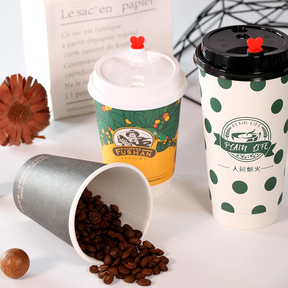Minfly цифровая печать пользовательский цветной логотип 4oz 5oz 7oz 8oz 12oz 16oz биоразлагаемая бумажная чашка с крышками для льда и теплого кофе