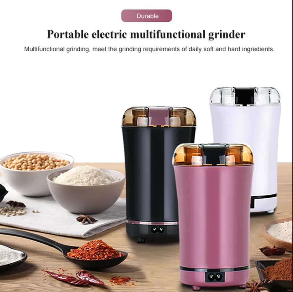 Household Powerful Mini Electric Coffee Grinder Kitchen Bean Pepper Automatic Electric Coffee Grinder