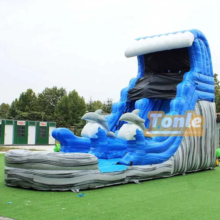 custom commercial kids blue dolphin water slide inflatable water slide for party rental