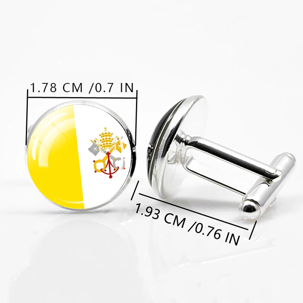 European Flags Cuff Links World National Flag Custom Logo High Quality Stainless Steel Round Men Cufflinks with Box