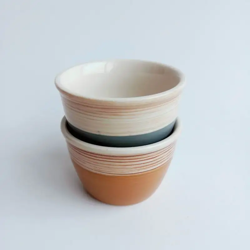 
Hand made small ceramic stoneware pudding tea water milk cup mug without handle 