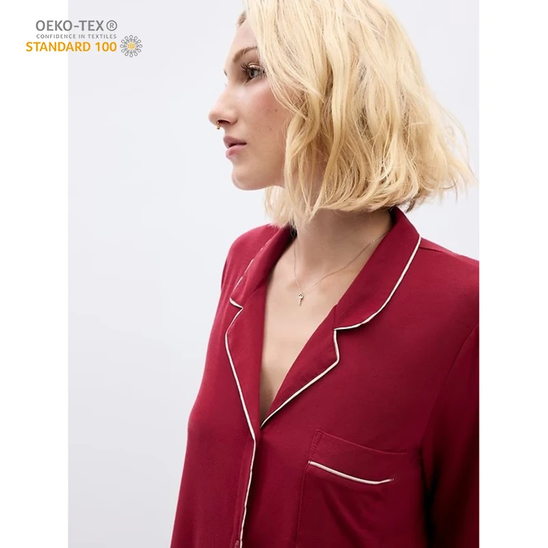 Recycled Summer Bamboo pajamas for women Sleepwear Organic Cotton  Long Sleeve & pants Nightwear Modal Pajamas sleepwear Set