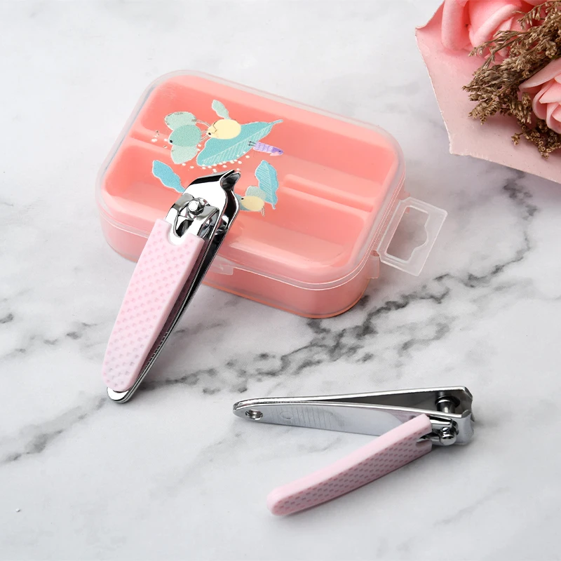 2-Piece Set Cute Mini Portable Nail Cutter Stainless Steel Set Oblique Mouth and Flat Mouth  Nail Scissors for Manicure