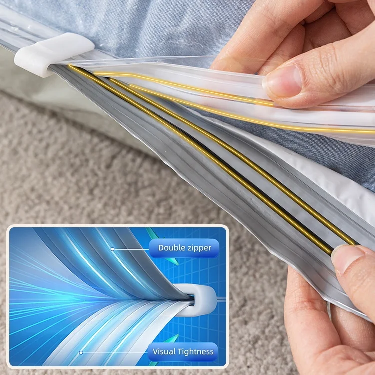 TAILI Multifunction Double Zipper Wardrobe Clothing Bag Organizer Customized logo Travel Plastic Vacuum Storage Bags