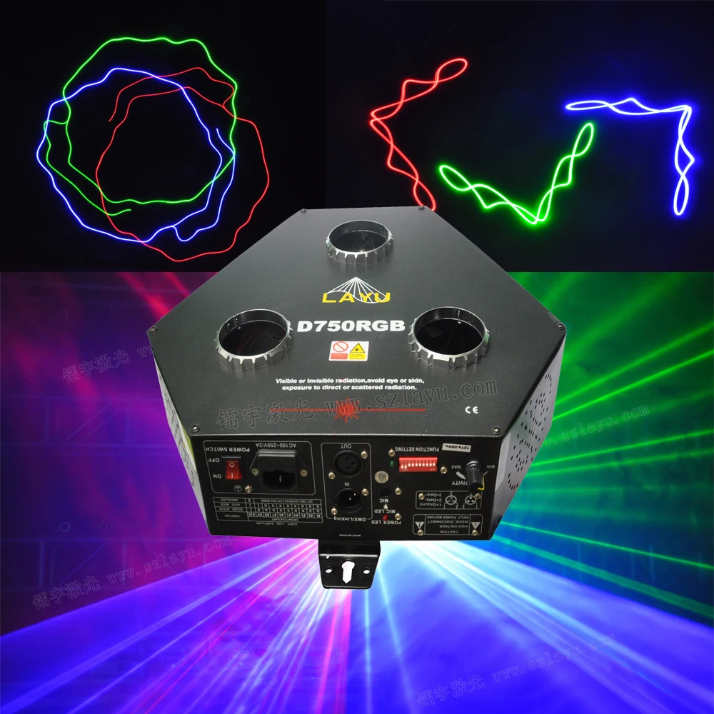 Dj Laser Show System LAYU D750RGB 3 Head Christmas Disco KTV Party RGB Light