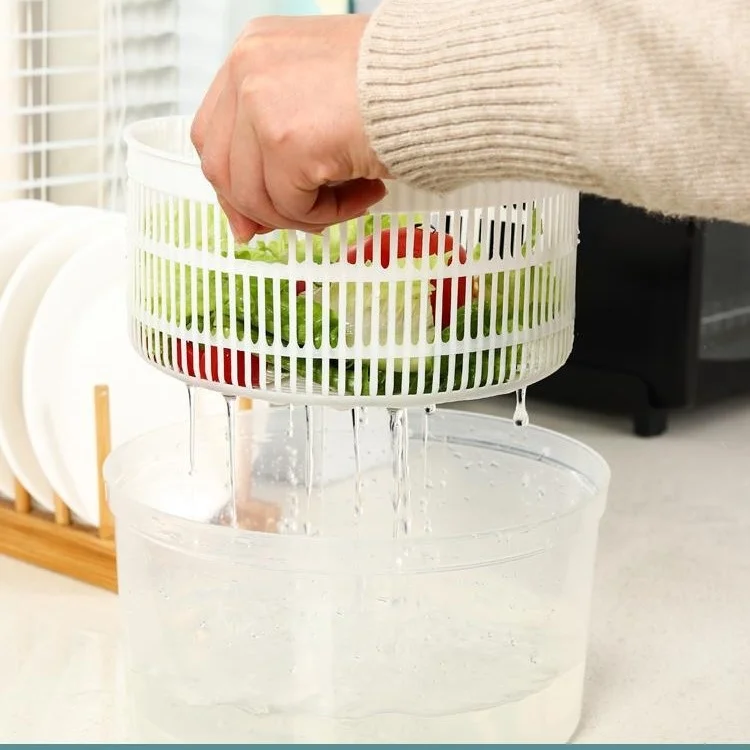 Multifunctional Home Kitchen Salad/Fruit/Dry Vegetable Dehydrator Handy Hand-Crank Draining Gadget Sink Aluminum Plastic