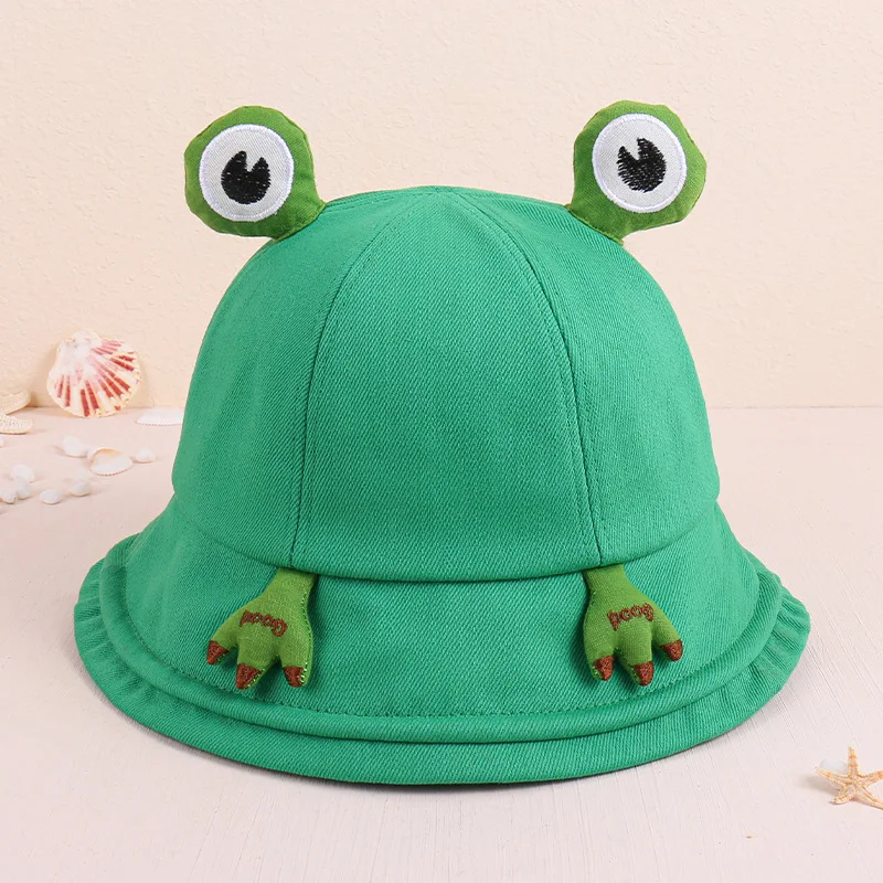 High Quality Spring And Summer Cute Frog Fashion Cotton Fisherman Hat Cartoon Animal Kids Sunscreen Bucket Hats & Caps