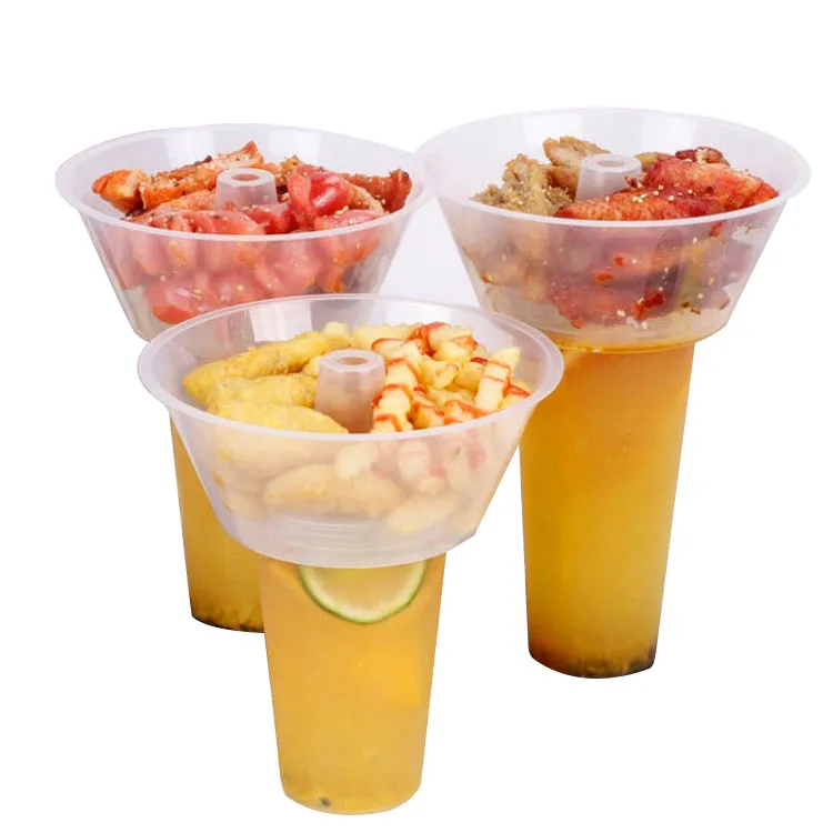Chinese Moving Hot Pot 700ml Fried Chicken Snack Bowls Milky Tea Cups Fruit Salad Trays Popcorn Takeaway Chips Containers