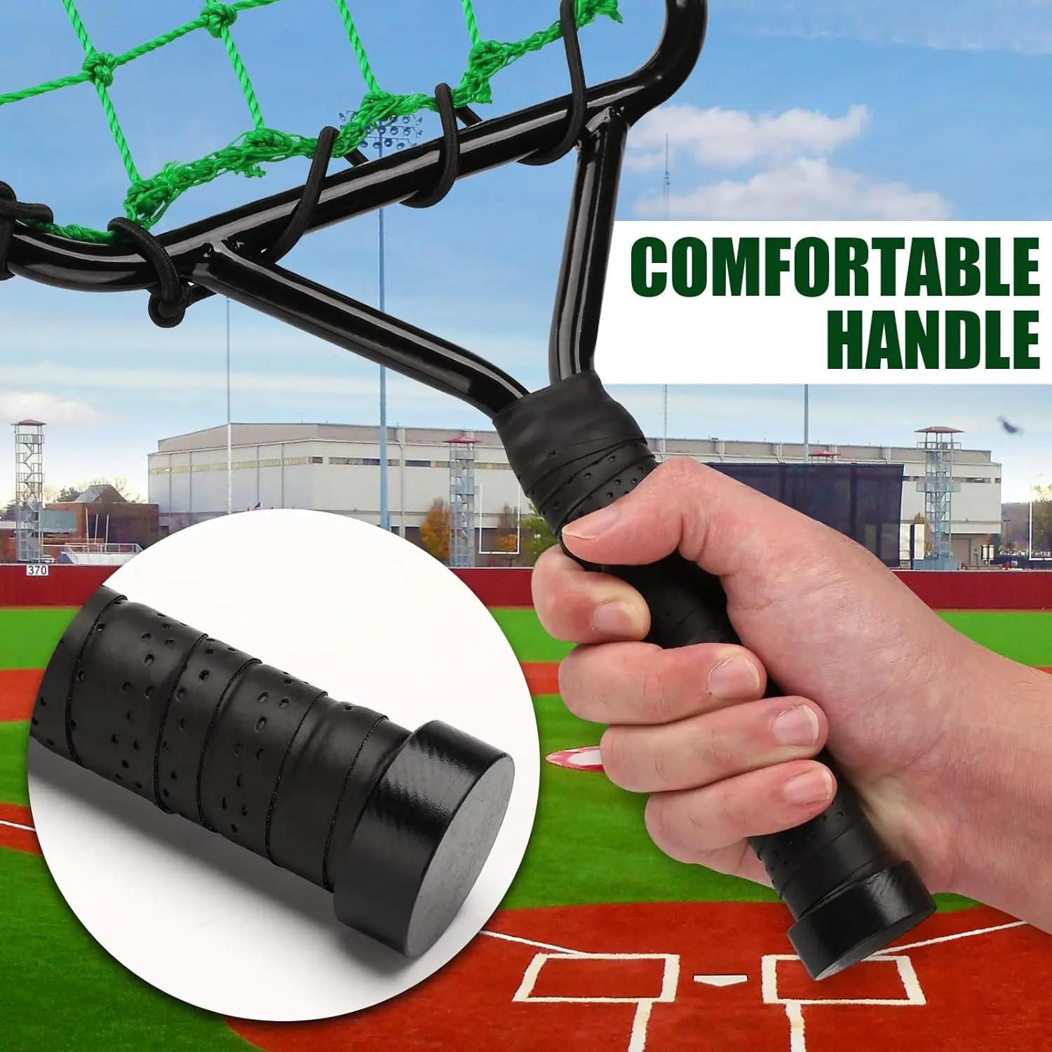 Fungo Baseball Training Equipment for Coaches Youth Parents Drills Control and Accuracy Practicing, Black Green