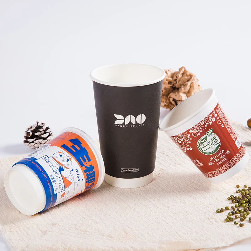 6oz 8oz biodegradable cardboard coffee cup with lid, 12 oz double triple wall disposable coffee paper cup