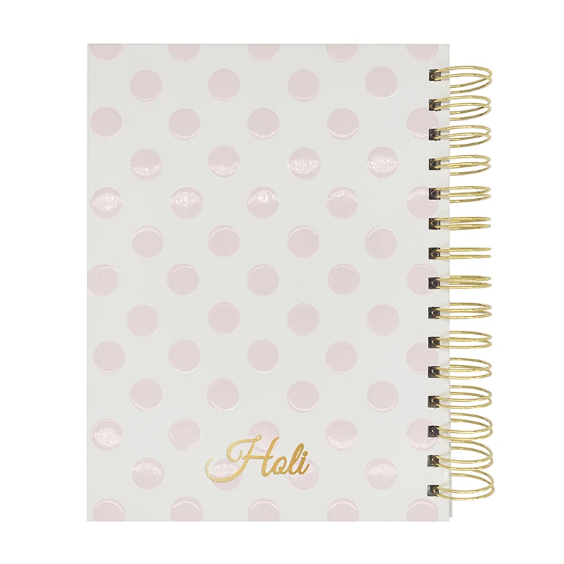 2020  Gold white Fashion wire-o colorful custom printing hard cover spiral daily agenda planner