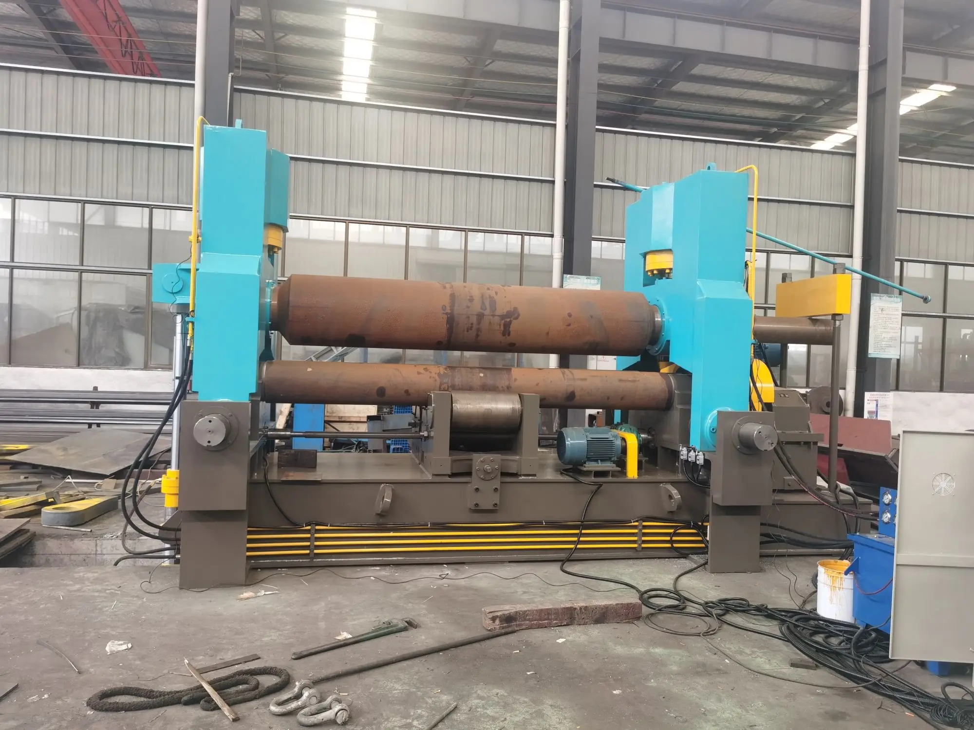 Automatic 10x2000mm CNC Sheet Metal 3 Roller Plate Bending Rolling Machine