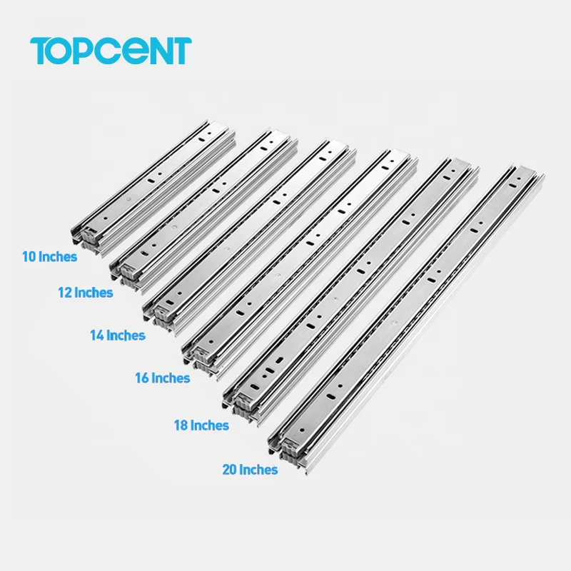 TOPCENT Tandem Box Push To Open Drawer Slides Full Extension Ball Bearing Drawer Slide With High Click
