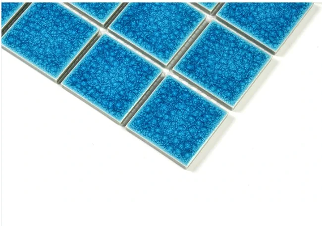 China Factory Ice Crack Porcelain Ceramic Mosaic Tile Hot Selling Designs Square Swimming Pools Shower Floor