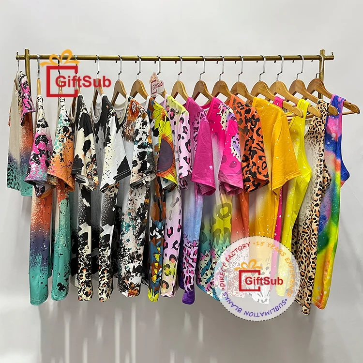 Hot Sale Christmas Design Custom Print T-shirt American Unisex Size 100 Polyester Bleach Shirt Sublimation Faux Bleached T-shirt