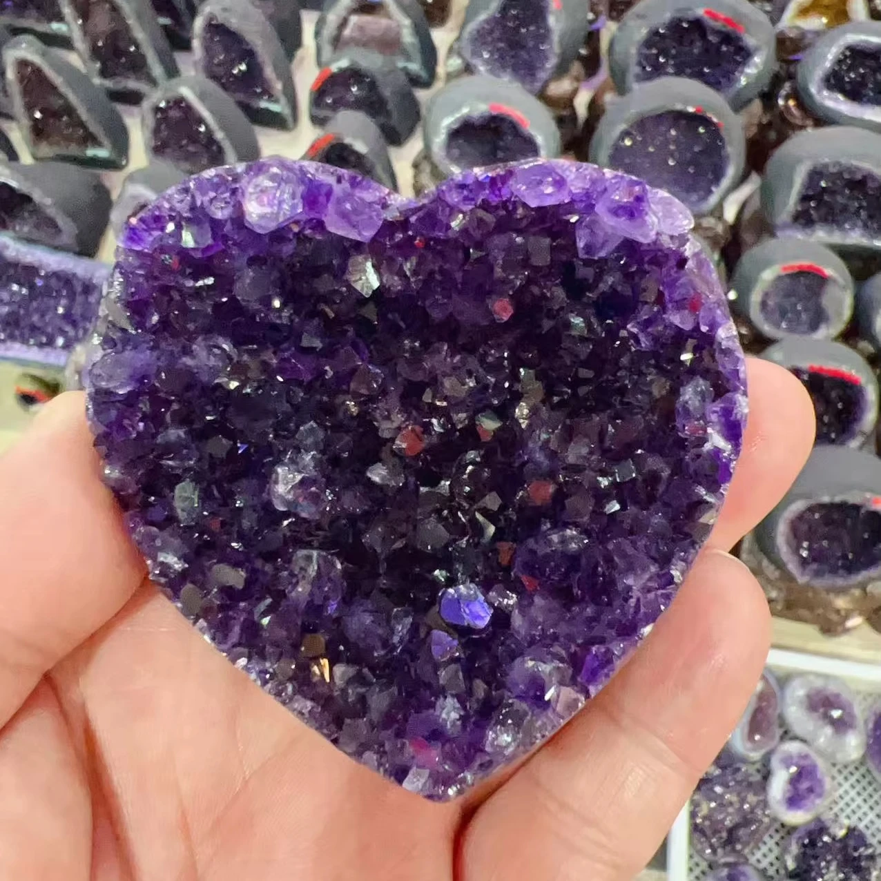 Natural Rough Stone Brazilian Amethyst Cluster Ornaments Block Crystal Ore Specimen Hole