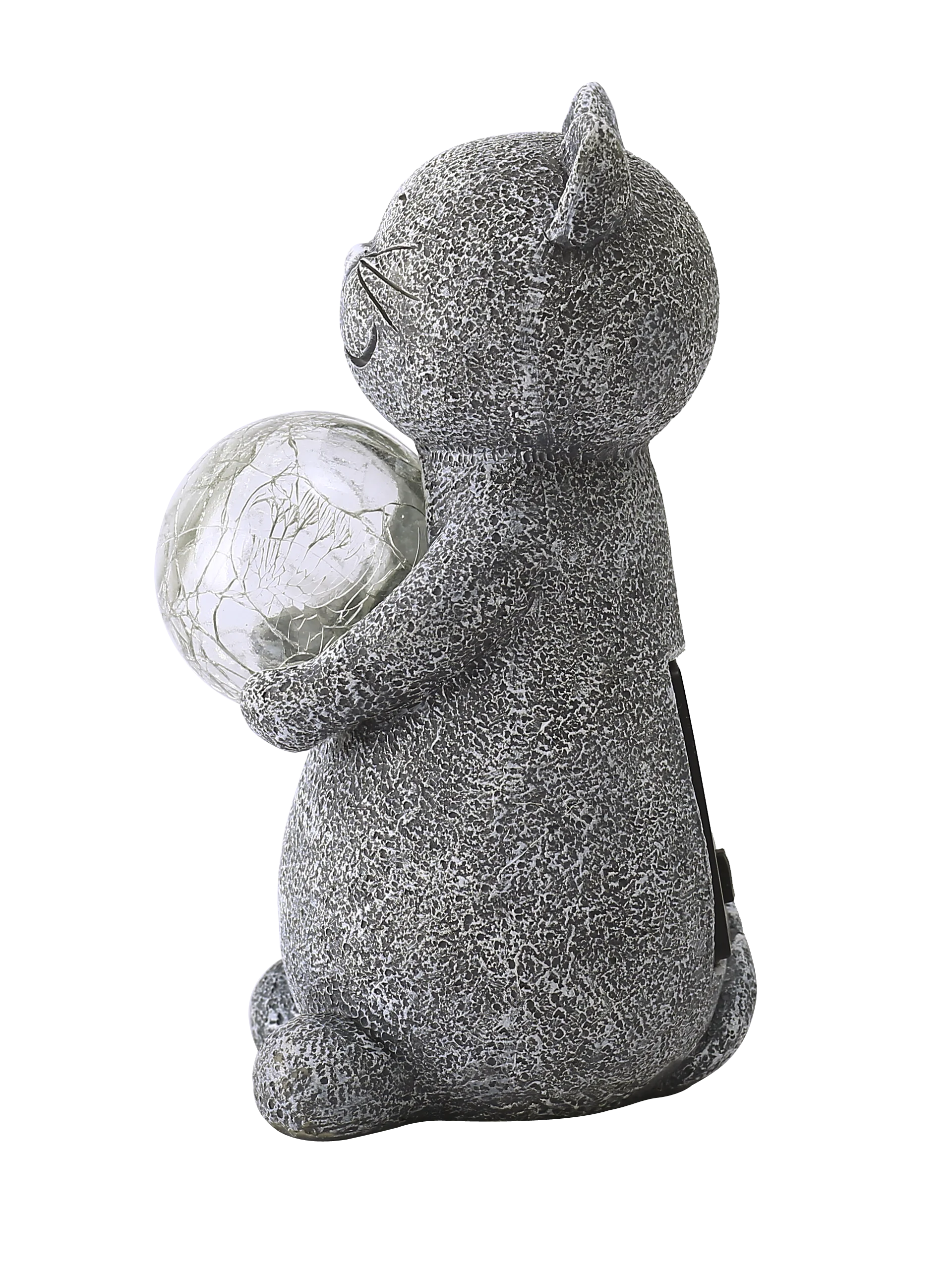 BSCI Factory Resin Solar Light Garden Cat  with Gazing Ball Outdoor Decor