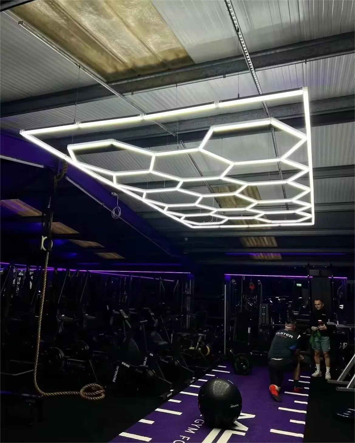 E-top 14 grid Super Bright Hexagon LED Lights 650W 6500K LED Garage Lights Car Detailing Ceiling LED Shop Light for Workshop