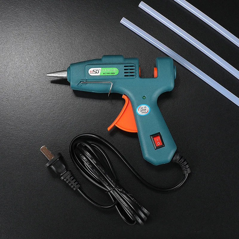 High Quality Manual High Temp Hot Glue Gun Small Power Green Glue Gun With Switch