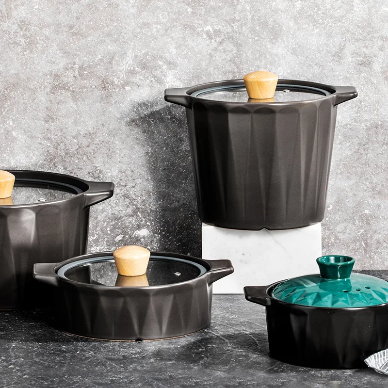 Single-bottom Ceramic casserole Casserole with lid Household Kitchen
