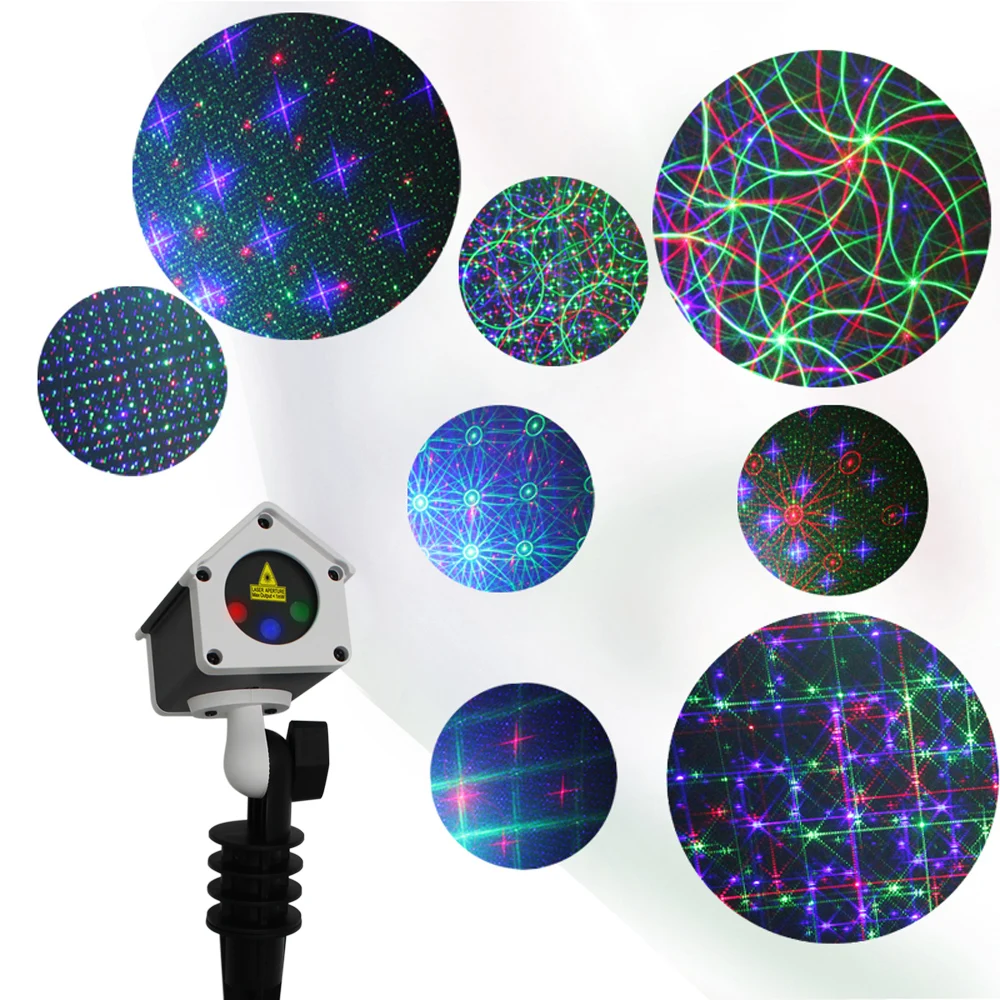 In stock Spotlights IP65 Waterproof RGB Moving Different 16 Flower Patterns Garden Outdoor Laser Light with RF Remote