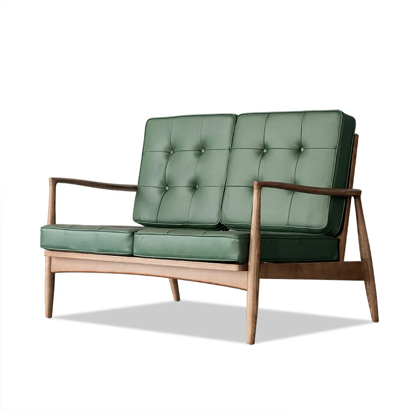 New Arrival French Mid Century Italy PU Leather Inclination Arm Soft Skin Sofa