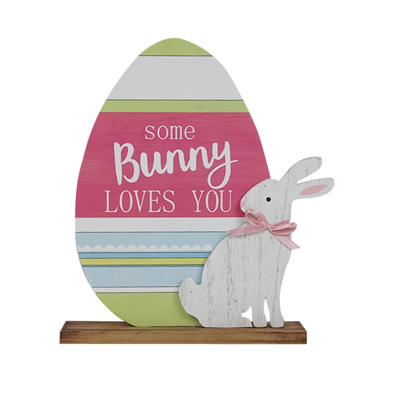 Wood egg with bunny Table Decorations Wood Craft