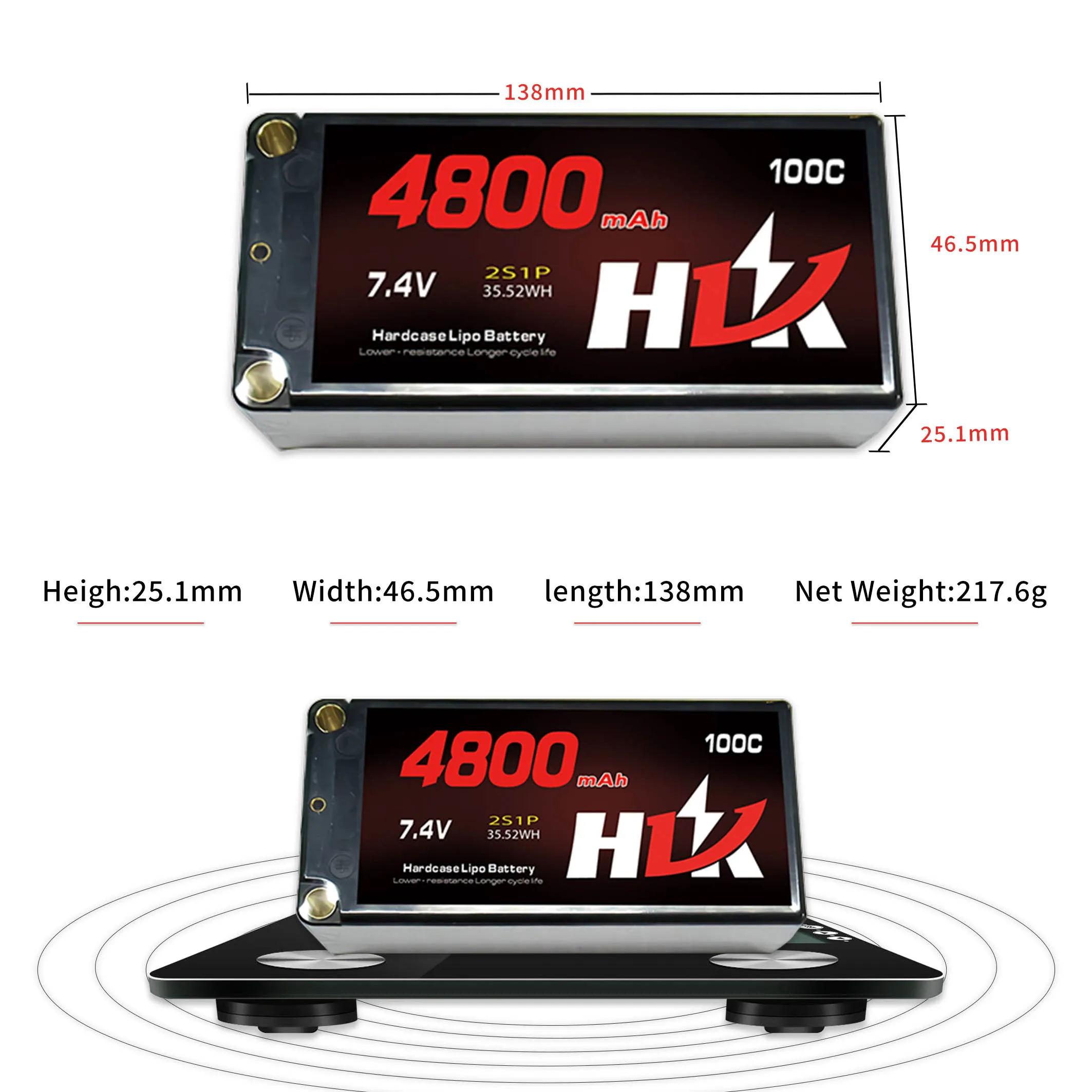 Hot Selling High Discharge Rate 7.4V 4800Mah 100C Shorty 2S Lipo Battery For Rc Car Model Robot