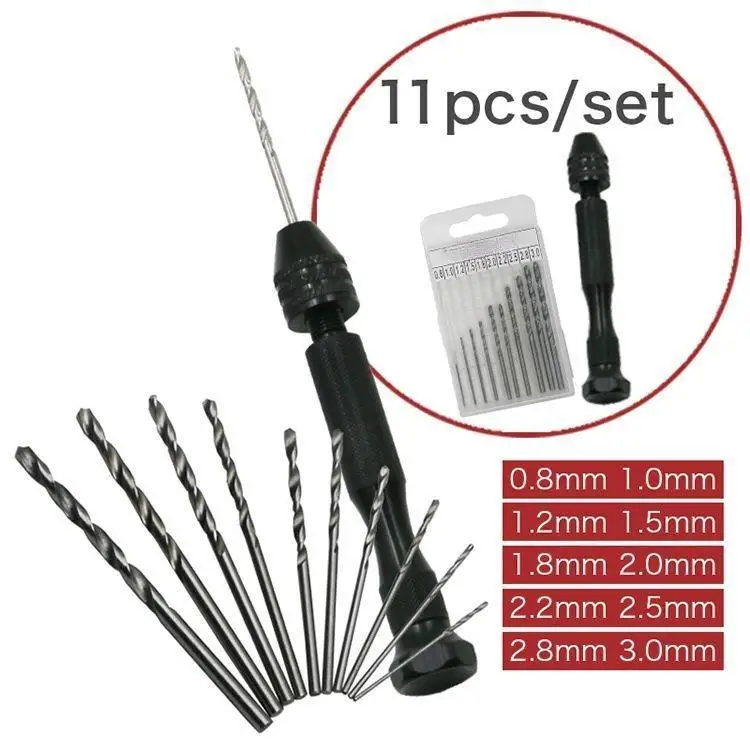 Mini Micro Aluminum Hand Drill Chuck High Speed Steel Twist Drill Bit Woodworking Drilling Rotary Tools
