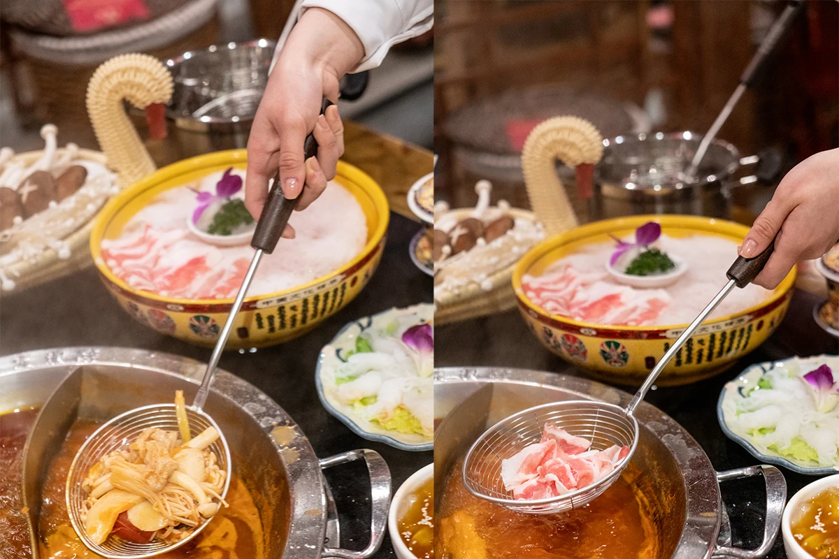 
Food grade hot pot 304 stainless steel skimmer wood handle stainless steel strainer spoon 