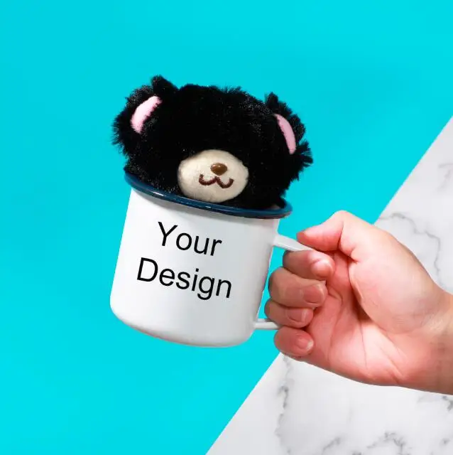 DIY 12 oz Enamel Cup Mug with Silver Rim Make Your Own Custom Enamel Cup Sublimation Wedding Gift