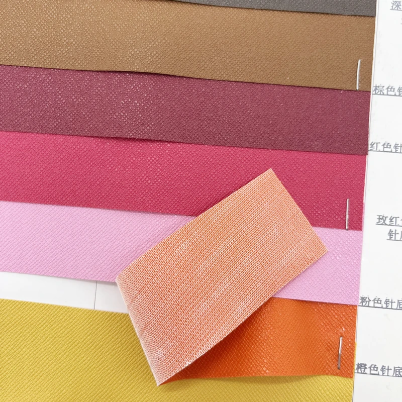 Good quality cheap price saffiano embossed leather 0.5mm pvc leatherette synthetic leather for craft case bag