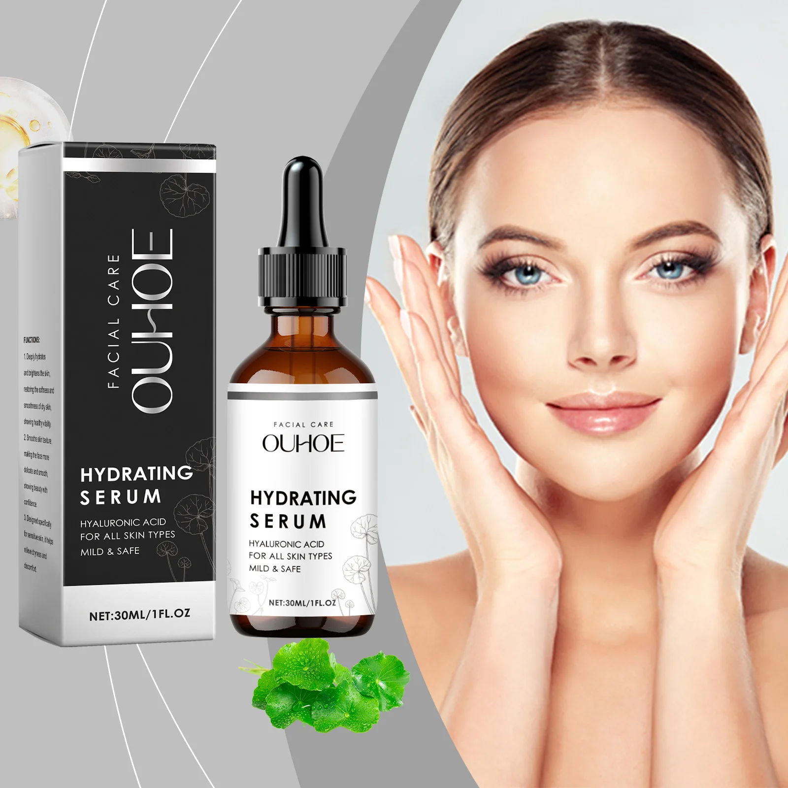 OUHOE Dry Skin Moisturizing Soothing Repair Hydrating Refreshing Improve Roughness Facial Serum With Hyaluronic Acid