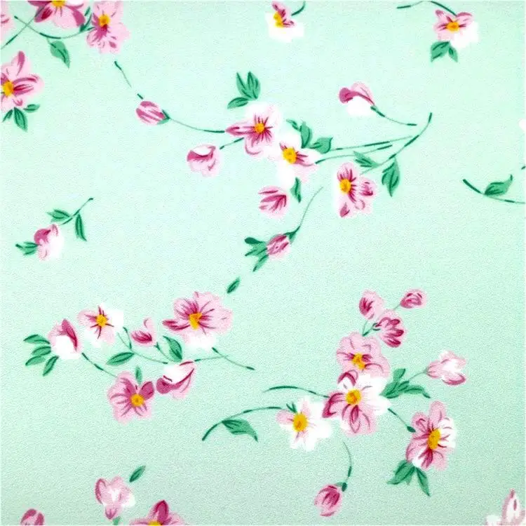 Fashion Lightweight Woven Pop Floral Print 100% Polyester Crepe Chiffon Fabric Good Price Stock Garments for Dress and Lining