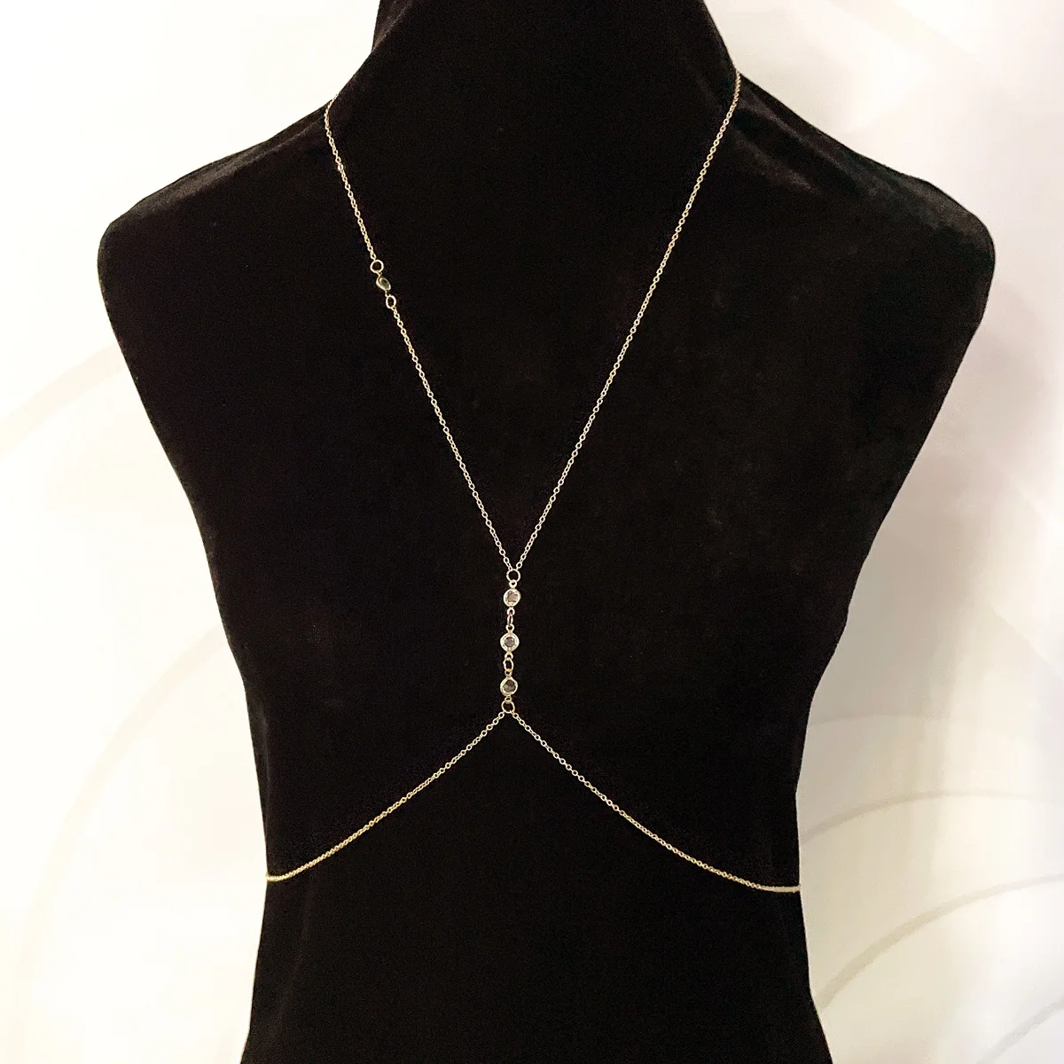 Jewelry Wholesale Simple sexy Bikini gold plated crystal body chain for women