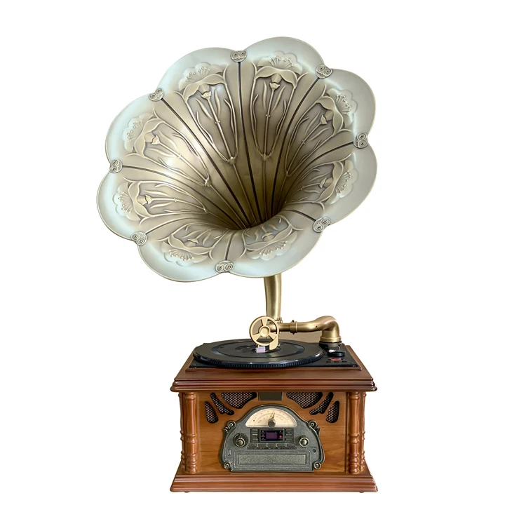 Best sound gramophone antique wood phonograph stereo speakers player