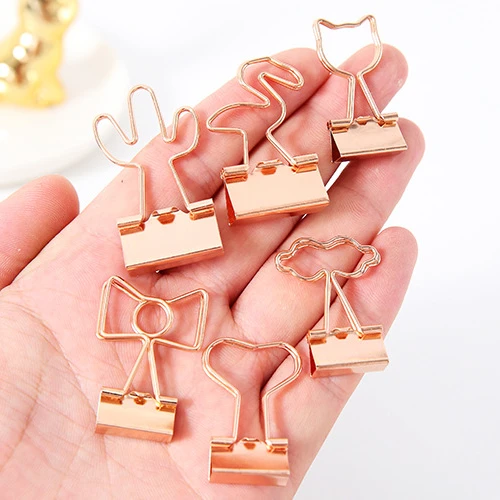 
Eco Friendly Ticket Paper Stationary Set Gold Decorative Binder Clips 