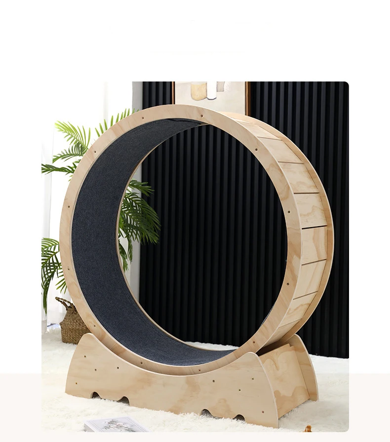 Pet items large size solid wood board silent treadmill cat wheel exercise for cat running