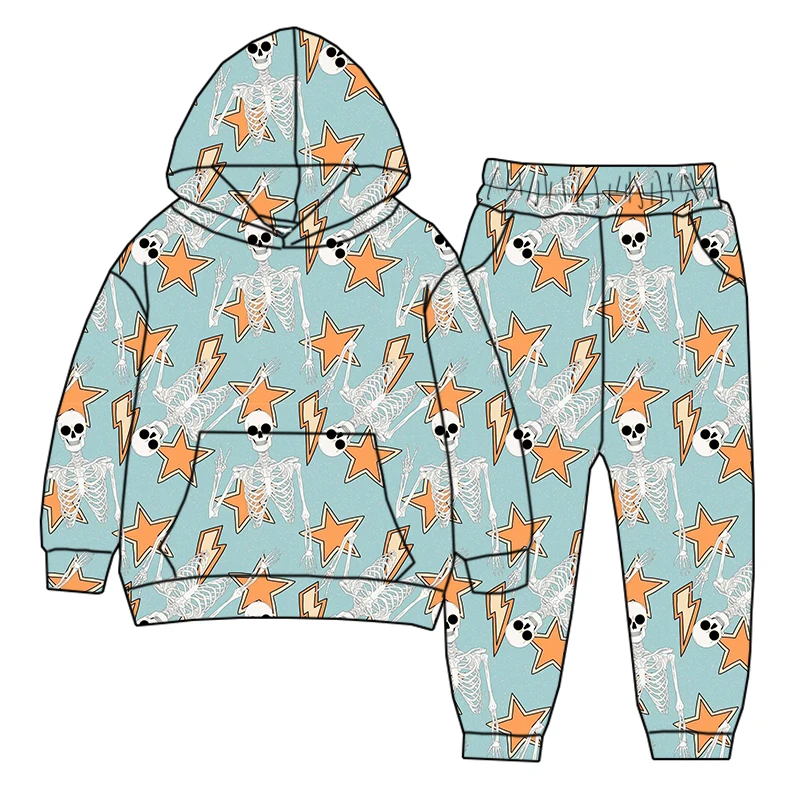 Fashion custom wholesale boys long-sleeved hoodie two-piece set Children jogger pants Everyday and holiday casual wear